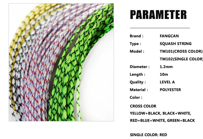 5 stks/partij FANGCAN TM101/102 Squash Racket String Ultra Dunne Echt Squash String 1.20mm Diameter Squash String