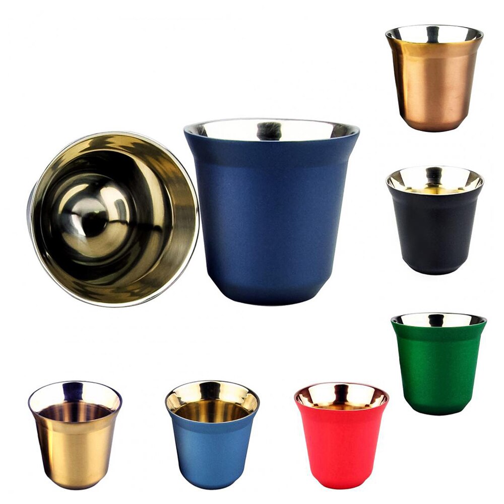 Tasse à expresso à Double paroi en acier inoxydable 80ml, isolant, en forme de Capsule, mignon, Thermo