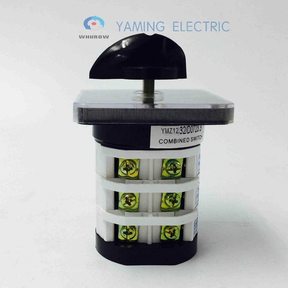 3 phase change over switch 32A 3 poles 3 position manual transfer selector on-off-on rotary cam switch YMZ12-32D0723.3