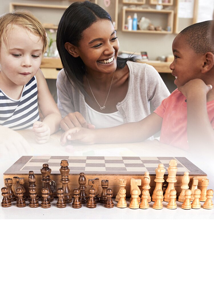 Super Magnetic Wooden Chess Backgammon Checkers 3 in 1 Chess Game Ancient Chess Travel Chess Set Wooden Chess Piece Chessboard