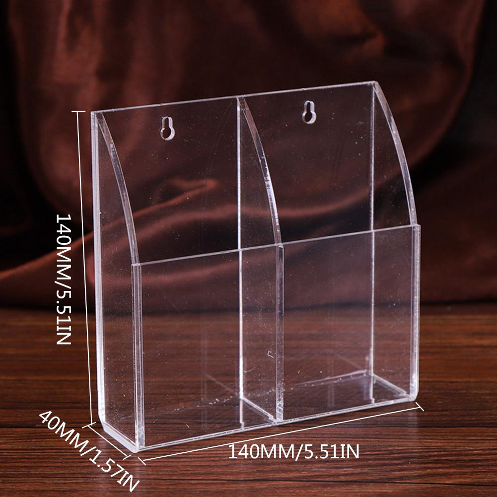 3- gitter gennemsigtig akryl fjernbetjening opbevaringsboks hotel hængende vægbeslag rack makeup børste papirvarer medie arrangør