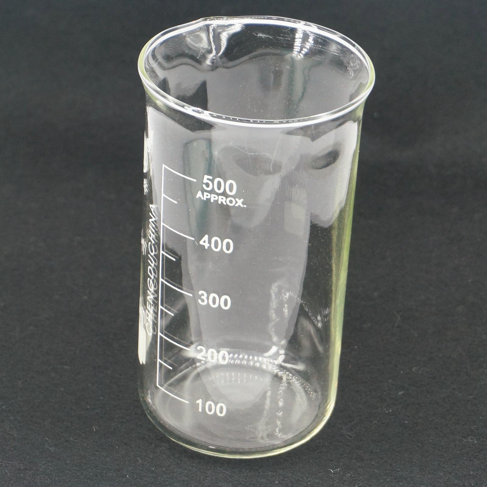 500 Ml Tall Vorm Beker Chemie Laboratorium Borosilicaatglas Transparante Beker Verdikte Met Uitloop