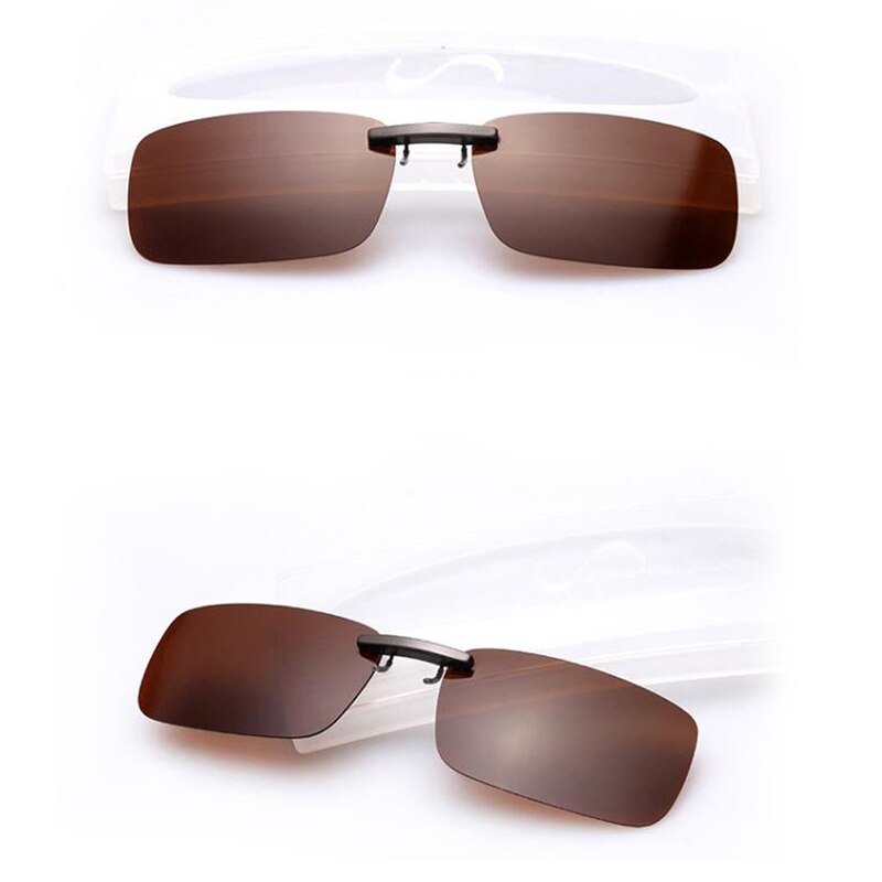 Men's Women's Polarized Day Night Vision Clip On Lens Glasses Sunglasses K3NF: Brown