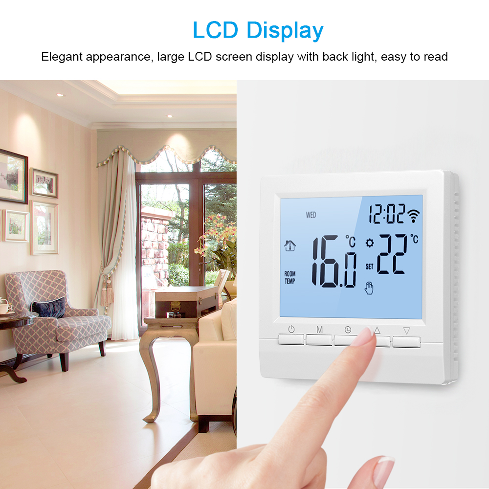 APPControl Wi-Fi Smart Thermostat Digital Temperature Controller LCD Display Week Programmable Electric Floor Heating Thermostat