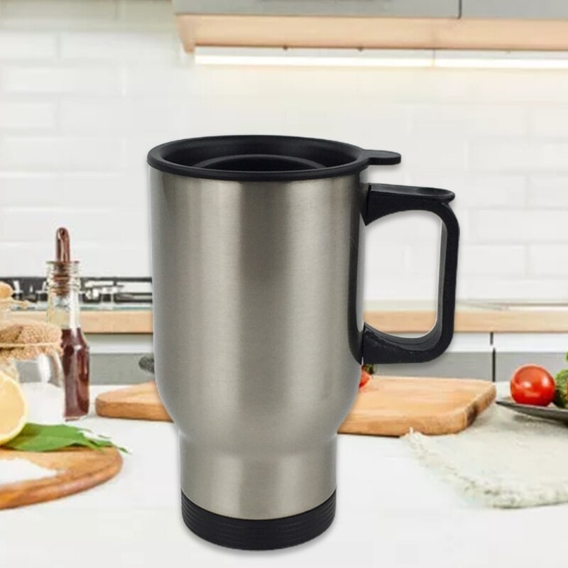 450ml Stainless Steel Silver Travel Blank Sublimation Mug Coffee Thermos Cup with Handle Lid for Heat Press Printing