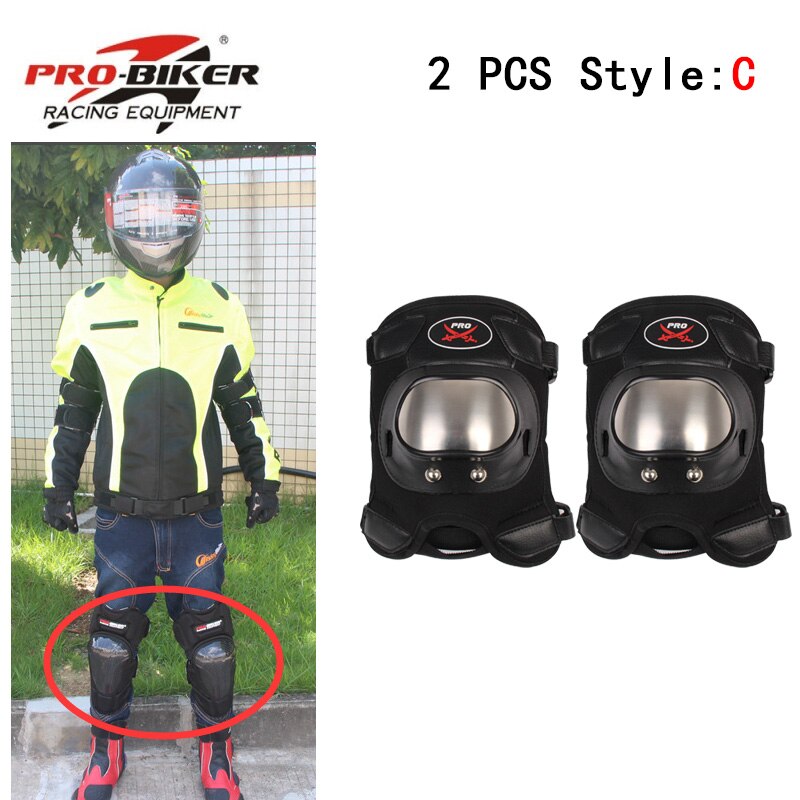 Riding Tribe Outdoor Racing Stainless Steel Motorcycle Protective Knee Pad Elbow Pad Motocross Protect Guards Lightweight HX-P15: C
