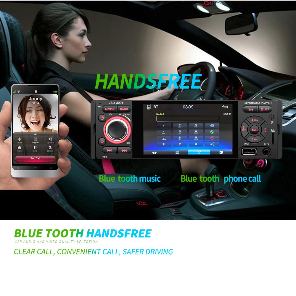 4.1" Car Radio Mirror Link Android 9 Autoradio Multimedia Player 7'' HD Touch Screen Bluetooth USB FM Camera AUX 3001 Radio 1Din