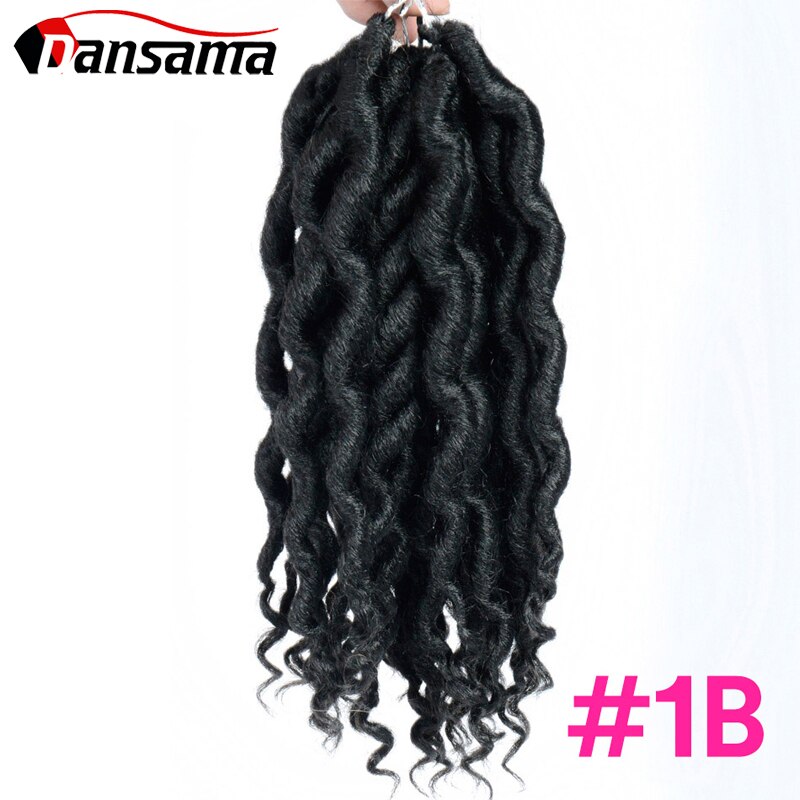 Dansama Godin Faux Locs Haak Hair Synthetisch Haar Gehaakte Vlechten Hair Extensions 12 Inch Blond Zwart Ombre Voor Vrouwen Mannen: #1B / 6 Stks/partij