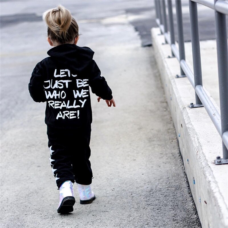 Pop Tops Peuter Kind Baby Jongen Meisje Katoen Brief Hooded Sweatshirt Hoodie Casual Herfst Winter Outfits 1-6T