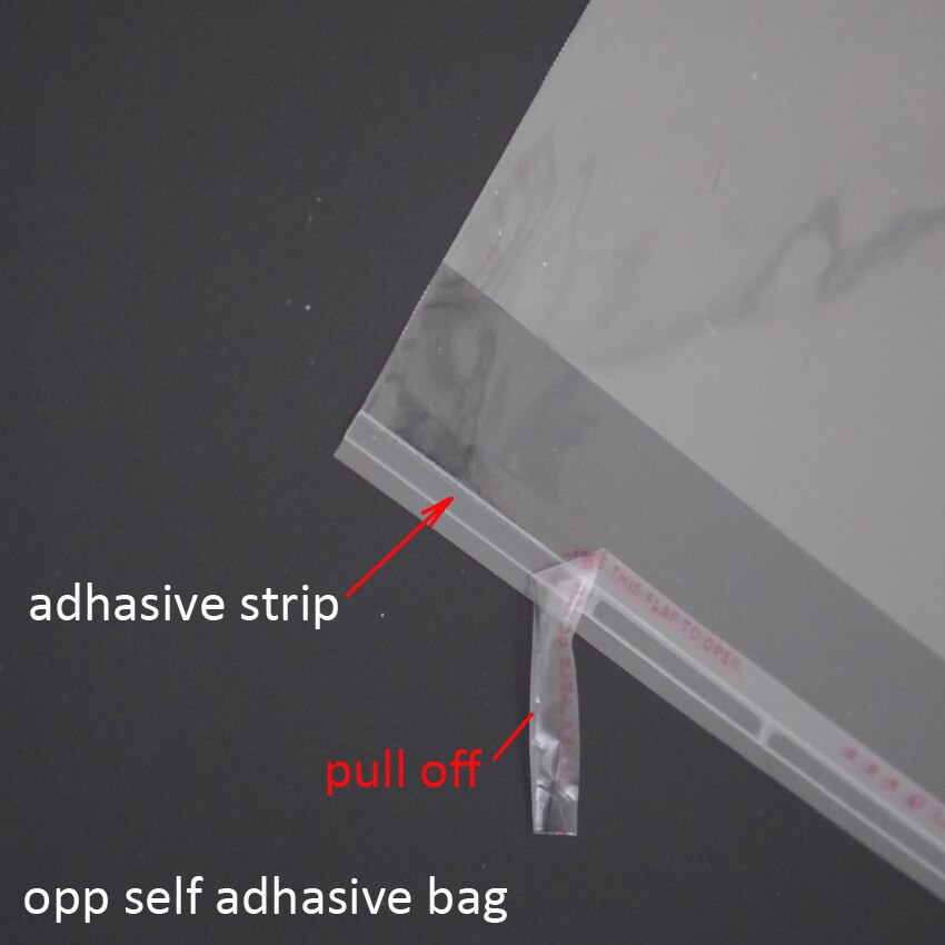 300pcs/lot Clear Cellophane Bag 9x17+3cm Transparent Opp Bags Plastic Packaging Self Adhesive Seal