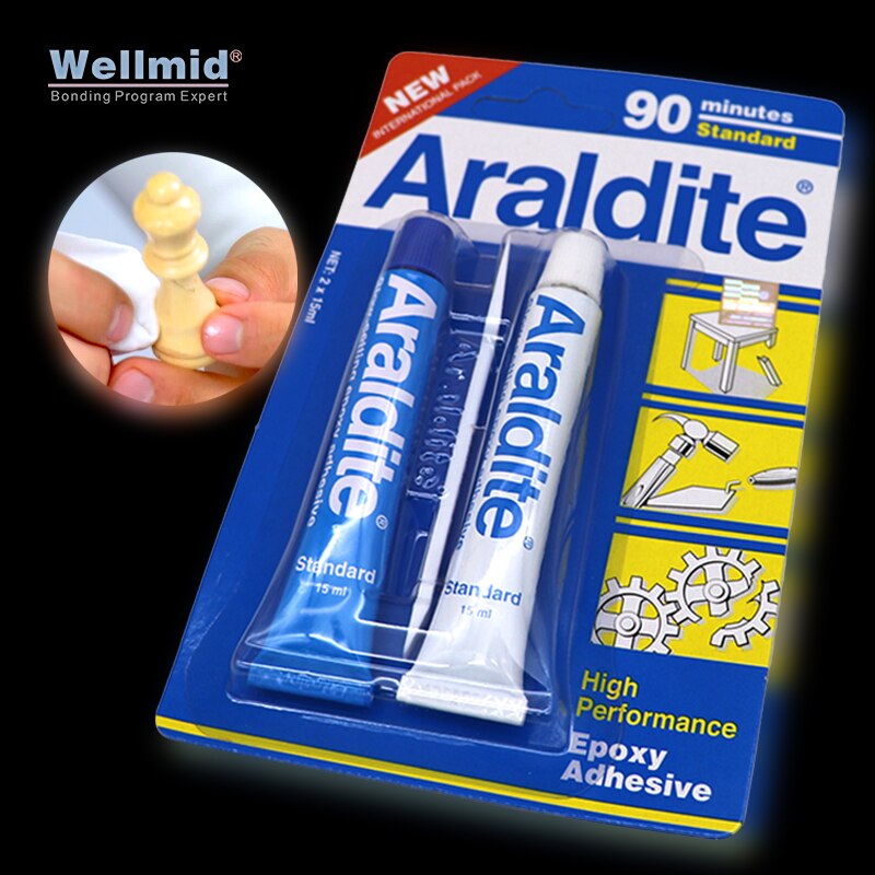 Araldite – colle adhésive époxy lente, Super forte, Standard, 90 Minutes, réparation de bijoux, métal, bois, céramique, plastique, AB
