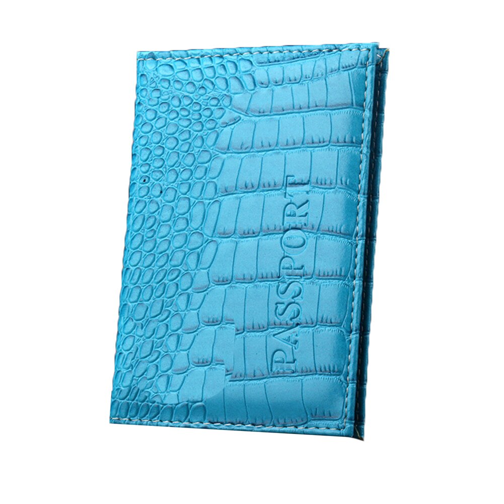 Alligator Pattern Leather Passport Cover And Travel Document Holder Passport Cover Case for Men Women Credit Card Holder Wallet: Sky Blue