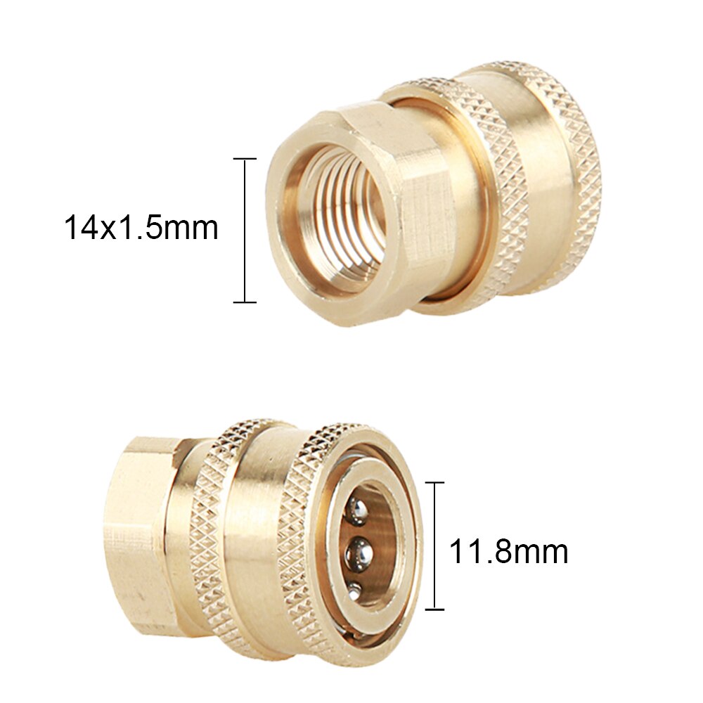 High Pressure Washer Copper Connector Car Washing Adapter 1/4" Female Quick Connection Adapter M14*1.5 Connector