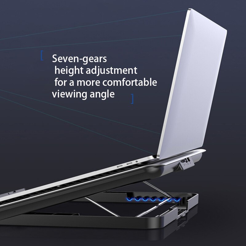 Gaming laptop kjøler lydløs vifte metall laptop kjøleputer to usb porter bærbart justerbart notebook stativ for 12-16 tommers bærbar pc