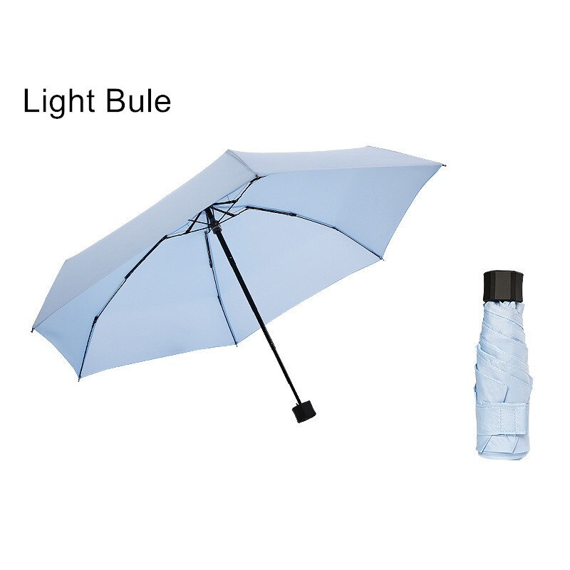 DMBRELLA Small Portable umbrella Men Mini Pocket 5 folding Umbrellas Rain Women Waterproof Travel Parasol Windproof Parasol: Light bule