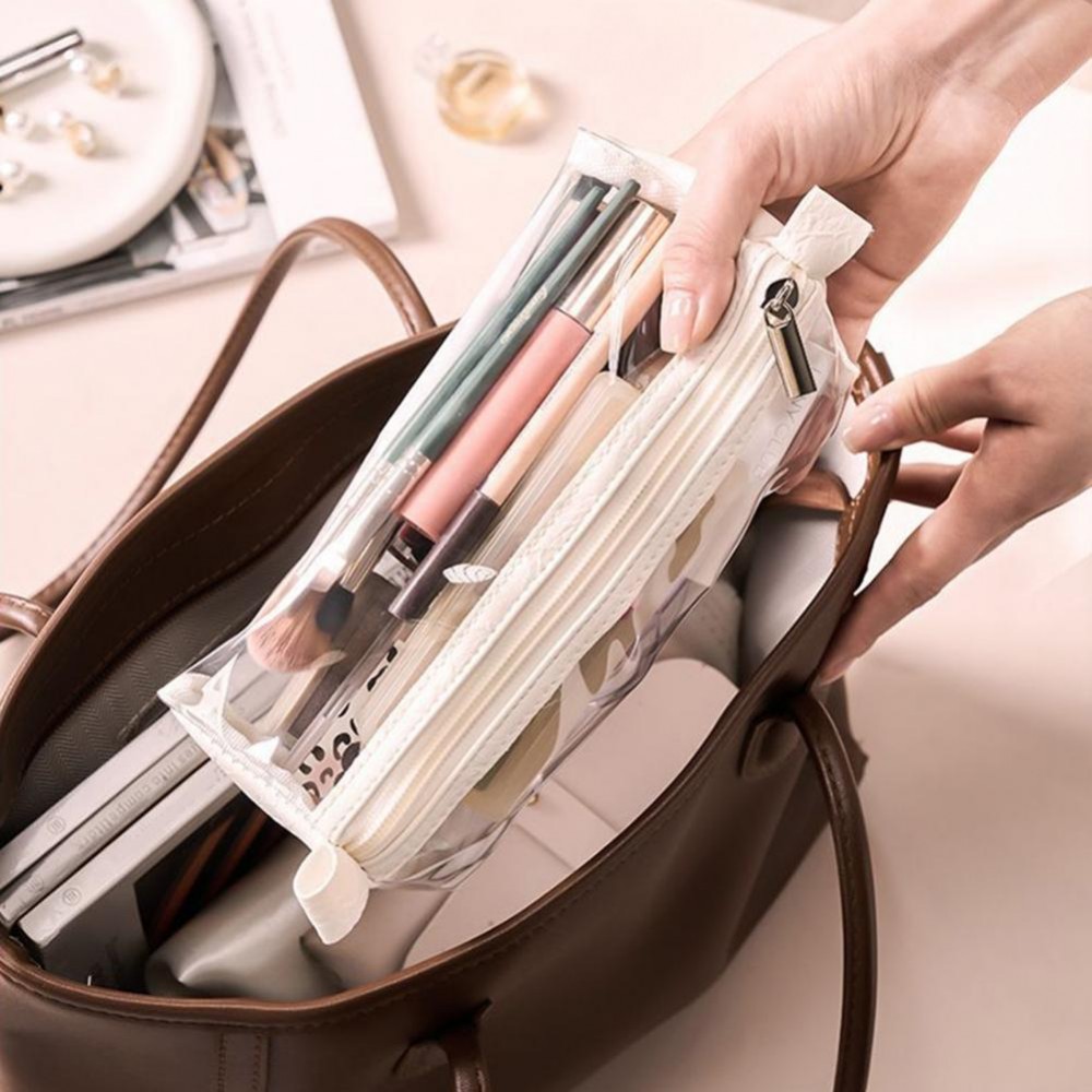 Neceser de viaje de cuero plegable para mujer, estuche de maquillaje portátil de gran capacidad, organizador de maquillaje de artículos de tocador impermeable, bolsa de almacenamiento