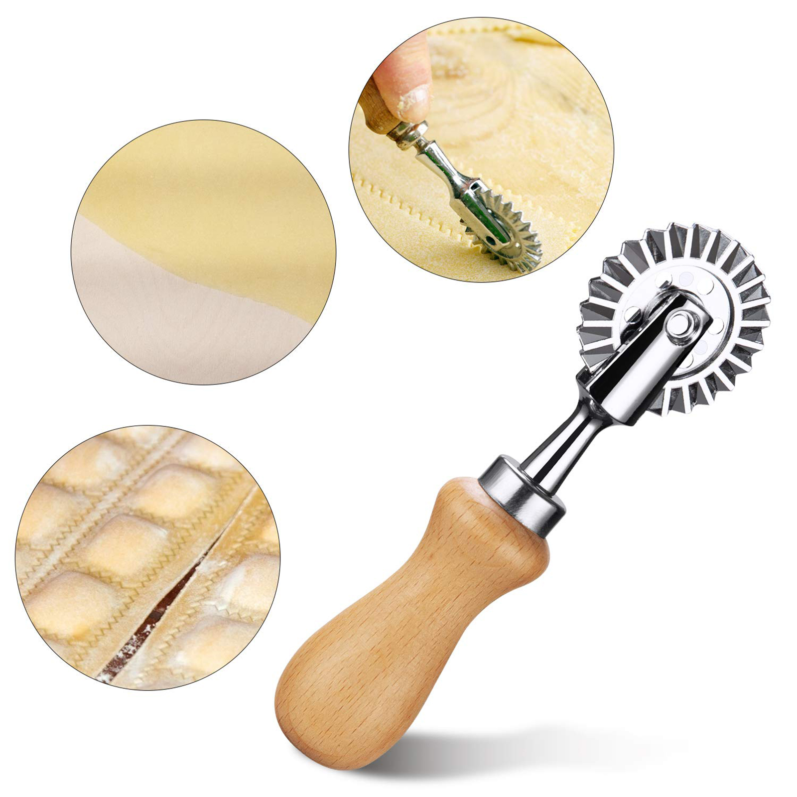 Pastry Wheel Cutter - Pasta Cutter Wheel - Ravioli Crimper Cutter Wheel Divider Side Pasta Knife For Home And Kitchen Use
