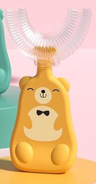 Leuke Cartoon Kids U-Vormige Tandenborstel Kind Siliconen Borstel Veiligheid Materiaal 360 Tandenborstel Floss Kinderen Tandenborstel U: 1