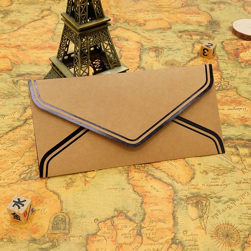 10 pcs/lot Vintage Gold Blank Kraft Paper Envelopes Wedding Party Invitation Envelope Greeting Cards Envelope 17.5*12.5cm: 22X11cm kraft paper