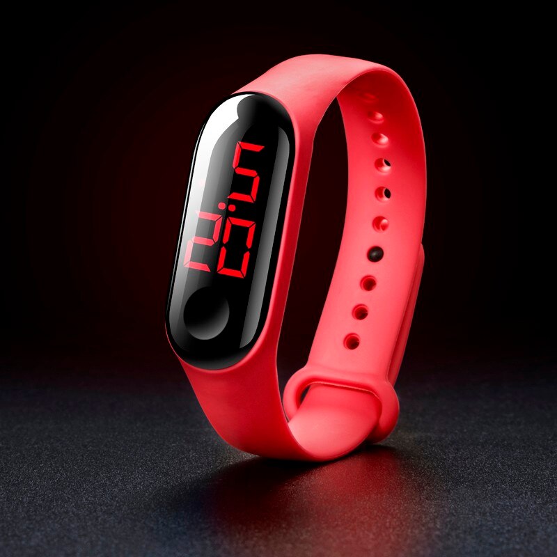 Deep 50M-relojes electrónicos deportivos luminosas para hombre y mujer, relojes de pulsera digitales F1211, LED rojo, resistente al agua: L