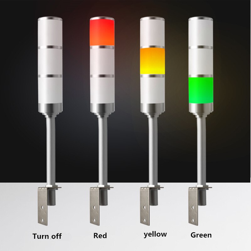 High Grand Aluminum Industrial Multilayer Stack light 3 layer L Rod LED Signal Tower Alarm caution Safety light for machinery: 24V silver