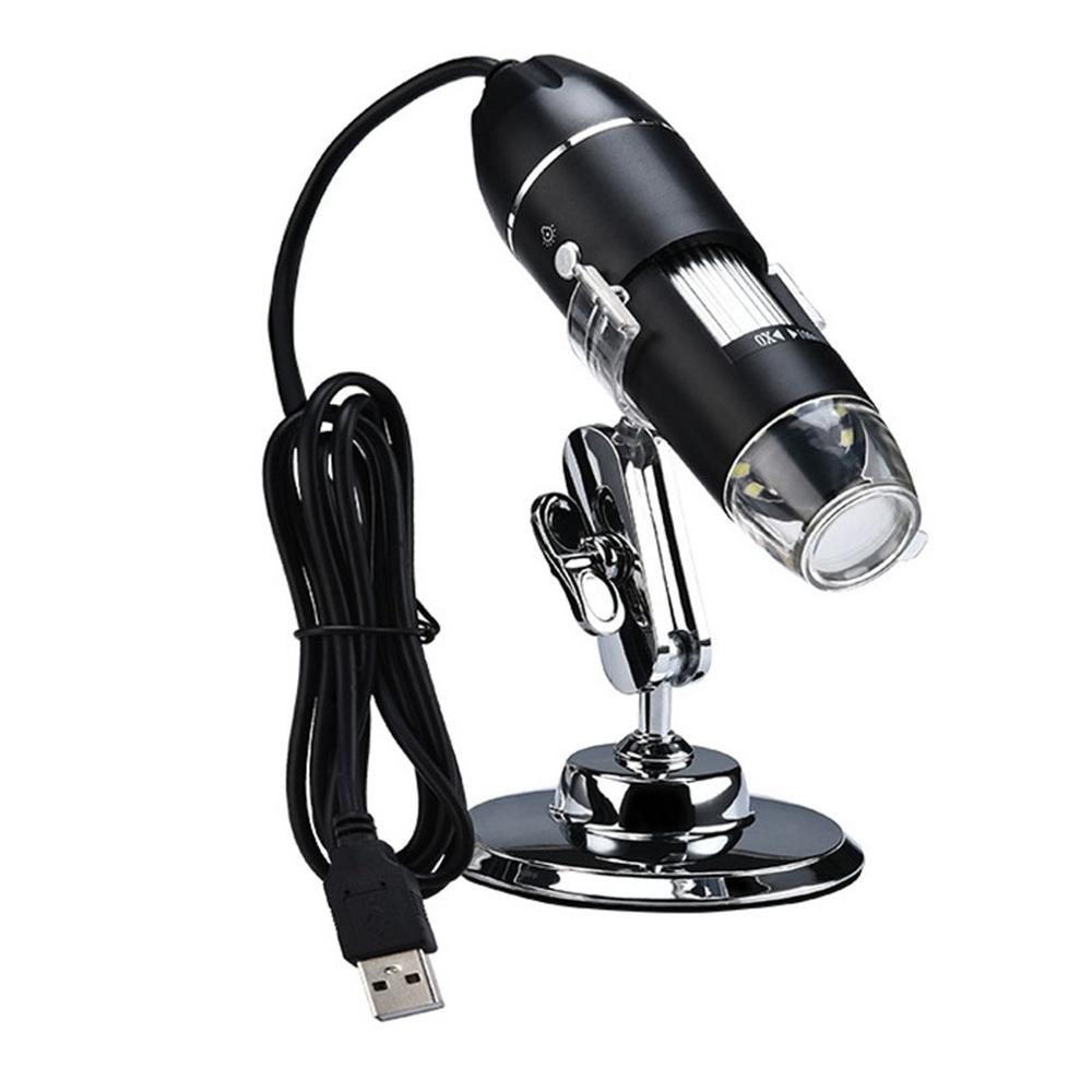 1000X HD Digital Microscope 640*480 Three-in-one Data Line Micro USB Interface Rotating Base 8LED Support Camera Video MP4