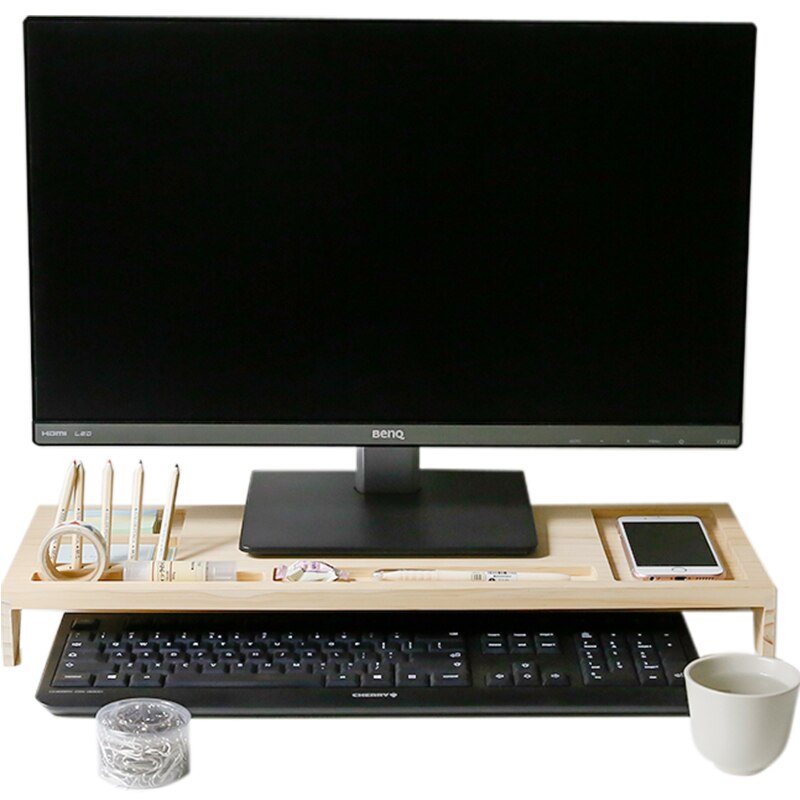 Desk Computer Keyboard Stationery Holder Wooden Office School Supplies Desk Accessories Organizer Stationery Holder