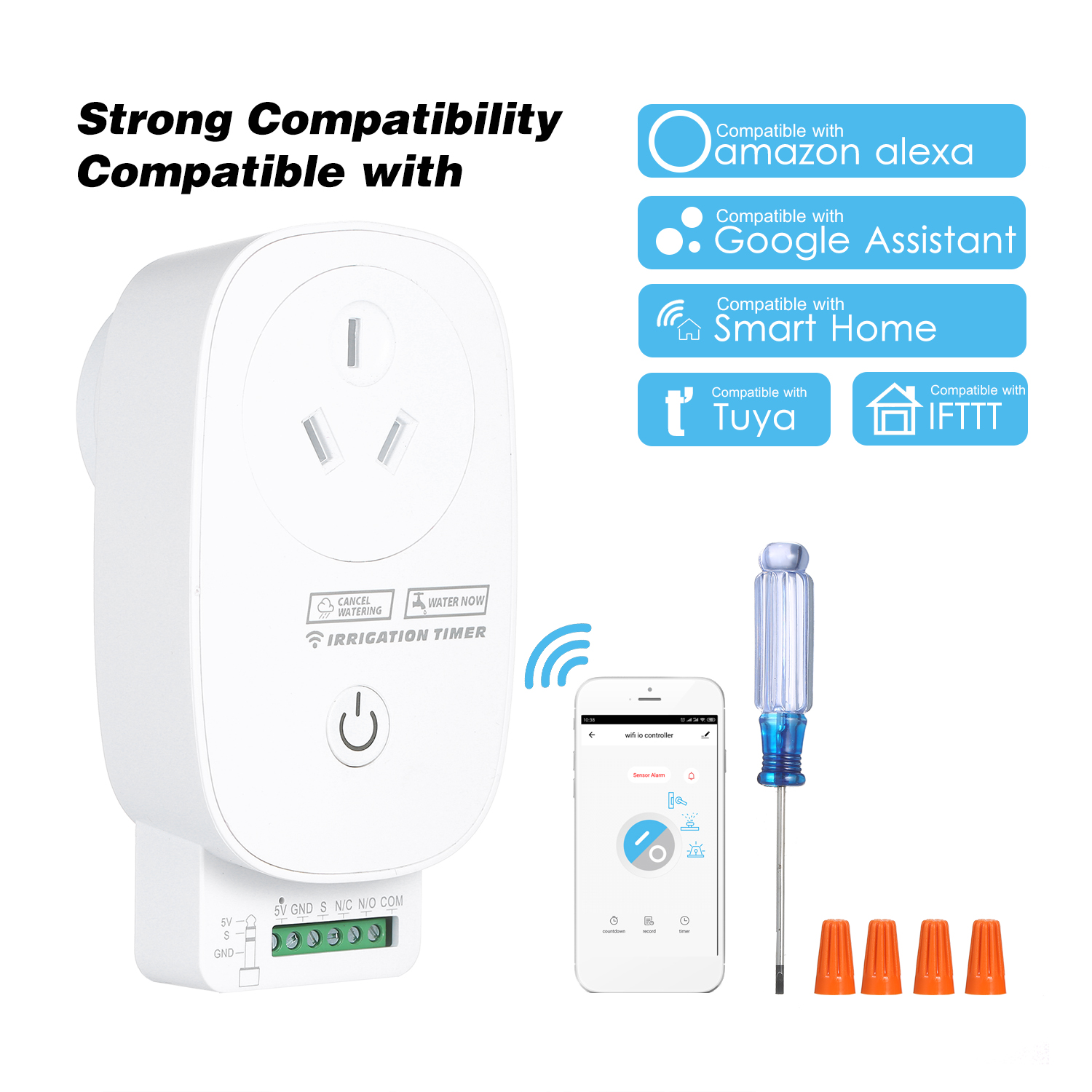 Robinet d'arrosage automatique | Système d'irrigation de jardin, contrôle WiFi, système d'arrosage, contrôleur de système d'arrosage, minuterie de jardin pour l'extérieur, Valve d'arrosage automatique pour la maison: AU Plug