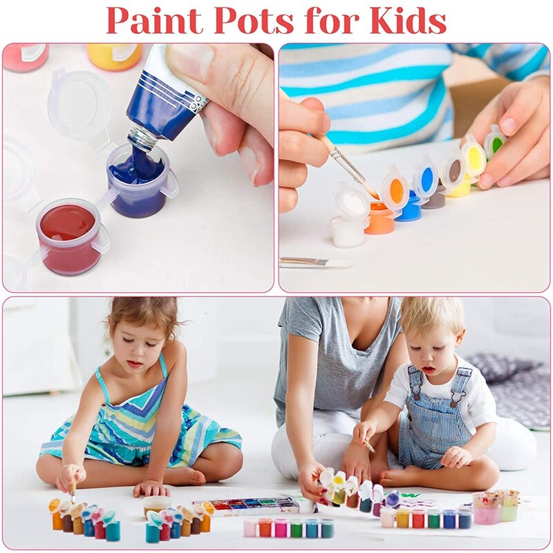 Bote de pintura vacío de 240 piezas, 40 tiras de acrílico, Mini contenedor de pintura, tiras de almacenamiento con tapas para pintura artística y artesanal, 3Ml