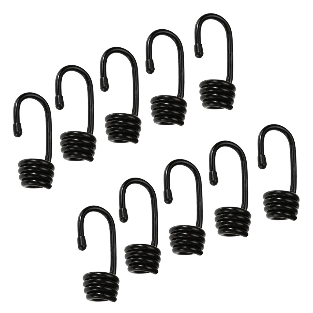 Wire Bungee Cord Hooks - Shock Cord - 10 Pcs Pack - 10mm - Plastic Coated - Boating Camping Auto Outdoor
