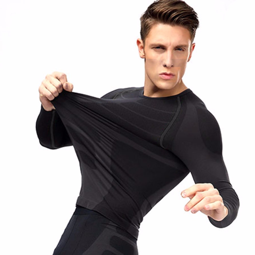 Men Fitness Compression Tight Tops Long Sleeve Gym T-Shirt Running Athletic Gear Top