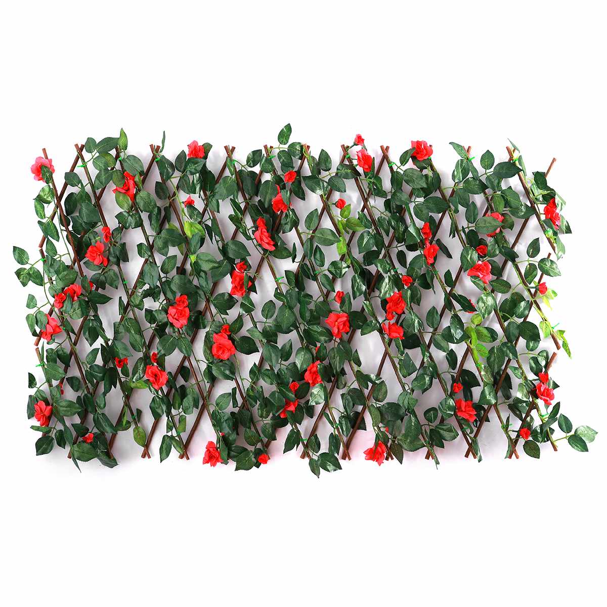 70cm Artificial Floral Plant Fence UV Protected Privacy Screen Outdoor Indoor Use Garden Fence Backyard Home Decor Greenery Wall: Red 70cm