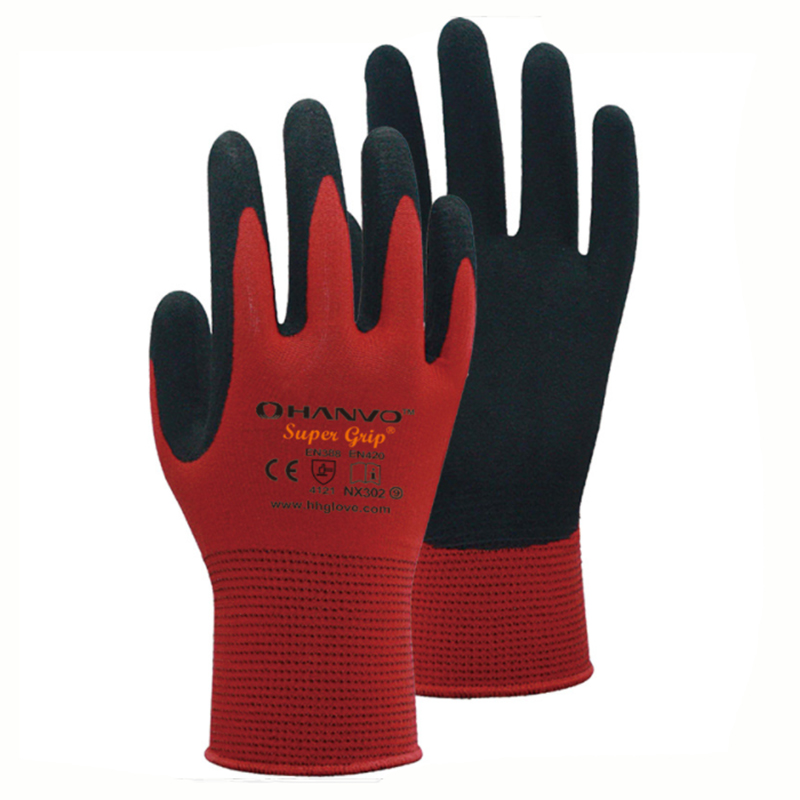 HANVO 5 paia addensare PU Nitrile guanti da lavoro con rivestimento di sicurezza guanti rivestiti con palmo guanti da lavoro meccanici