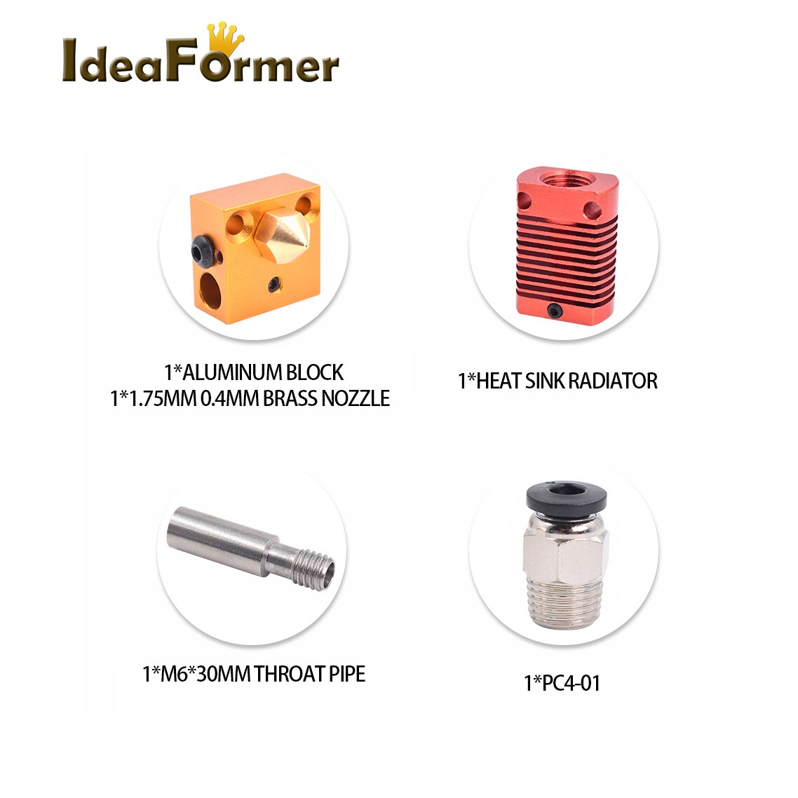 MK8 Assembled Extruder End Kit 1.75mm 0.4mm Nozzle Aluminum Heating Block For Ender 3 CR-10 3D Printer Parts