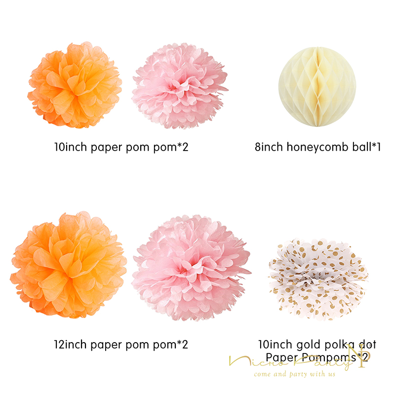 Nicro 11 stuks/set roze & oranje tissuepapier bloem papieren lantaarn honingraat voor verjaardagsfeestjes bruiloften en verlovingen kinderdag