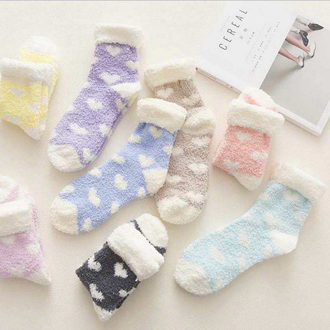 Candy Warm Lady Heart Cute Winter Kawaii Thick Casual Women Socks Fuzzy Fluffy Terry Warm Socks Short Cute Cotton Socks Female