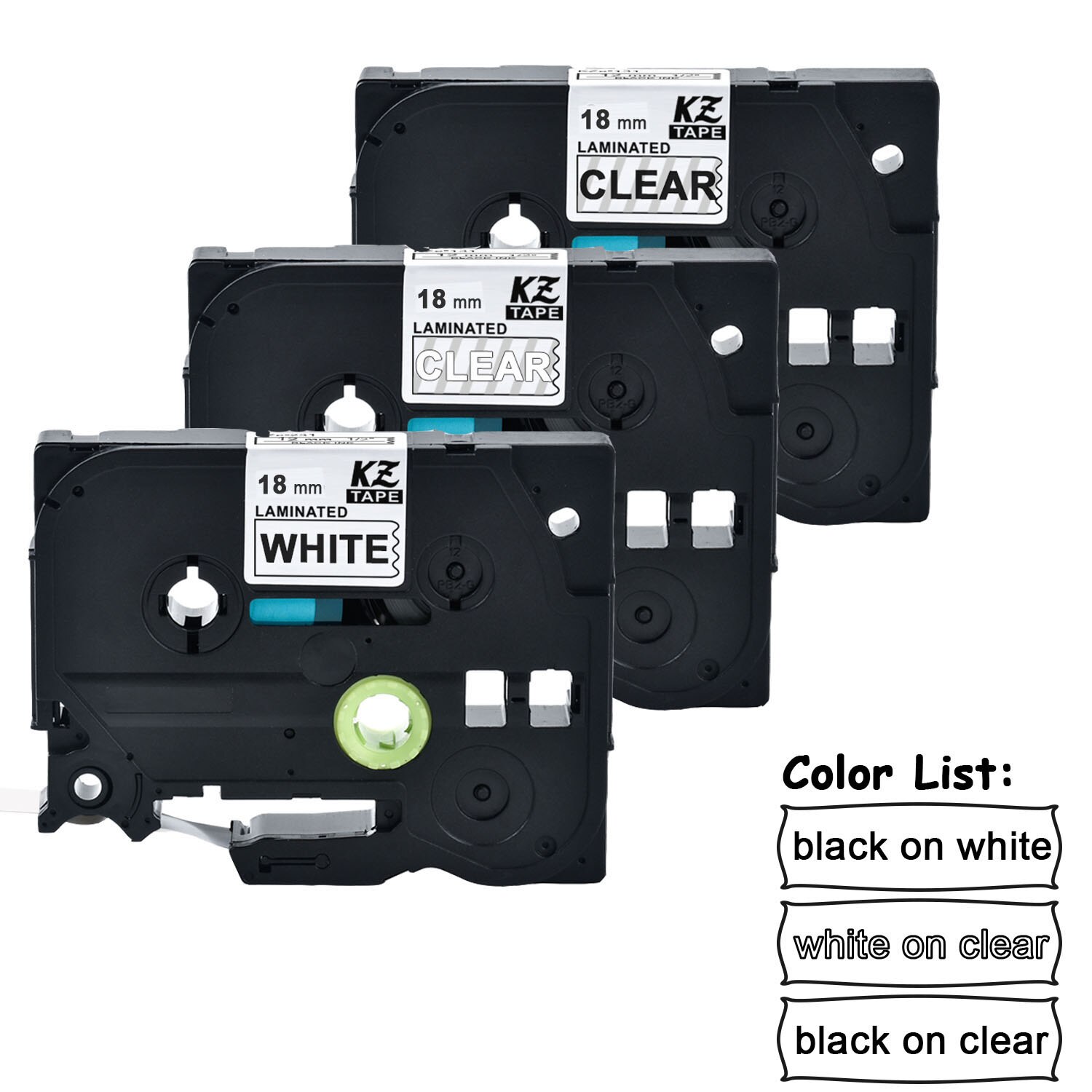 CIDY TZe Label Tape - 18mm TZe-241 Compatible for Brother P-touch PT-E500W PT-E100B: Set C