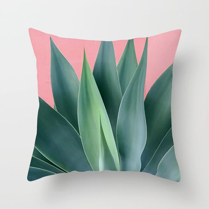 Kids Tropische Planten Palmblad Groene Bladeren Monstera Kussenhoezen Hibiscus Bloem Kussenhoes Decor Beige Linnen Kussensloop: 2
