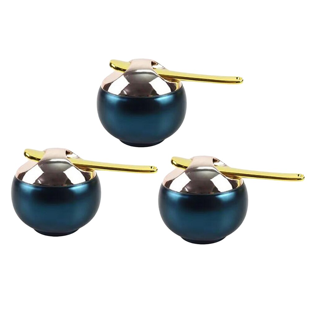 Set Of 3 8ml Blue Lip Balm Storage Jar Makeup Lipstick Pot Container Case