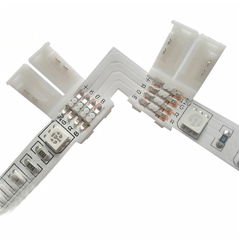 10pcs/lot led strip Connector 2Pin 4pin 8mm 10mm Quick Splitter Right Angle Corner Connector for 5050/3528 RGB LED Strip light