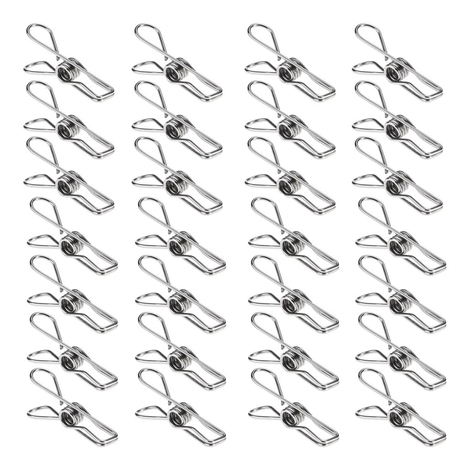 100pcs Hanging Clips Indoor Outdoor Photo Paper Spring Loaded Non Slip Stainless Steel Clothes Peg Space Saving Rustproof