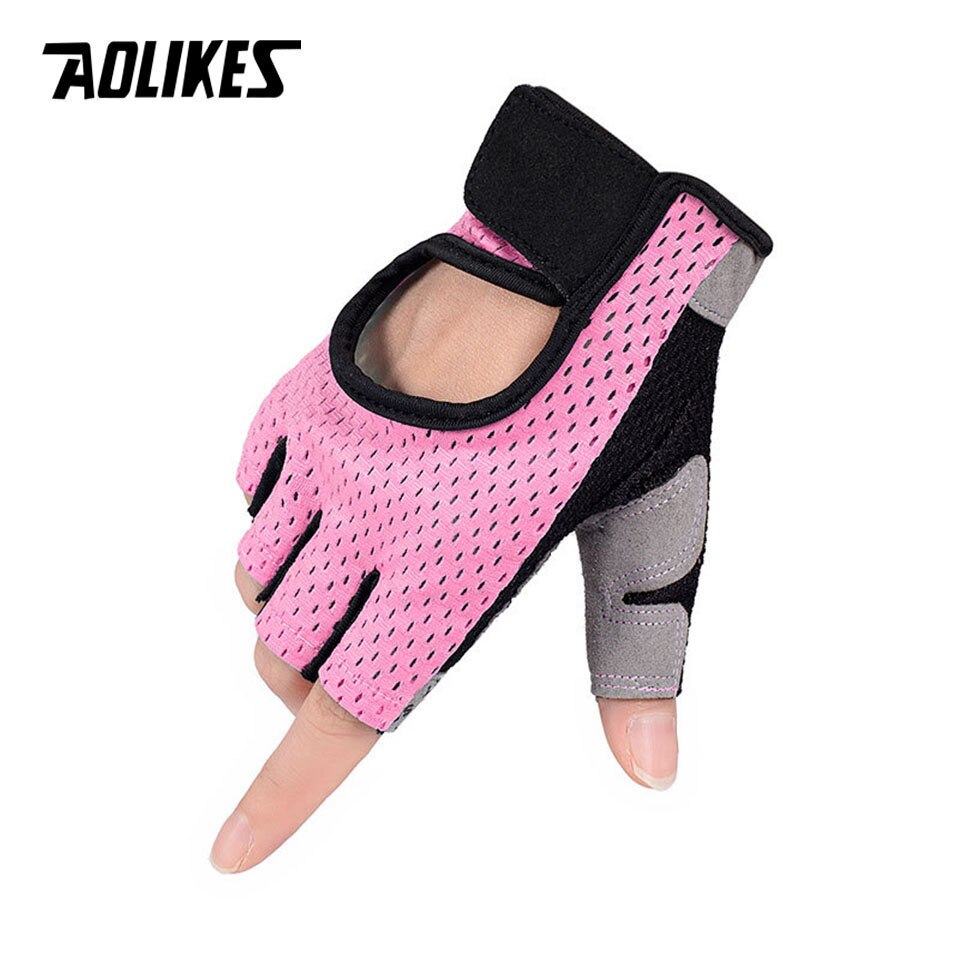 AOLIKES Breathable Fitness Gloves Silicone Palm Hollow Back Gym Gloves Weightlifting Workout Dumbbell Crossfit Bodybuilding