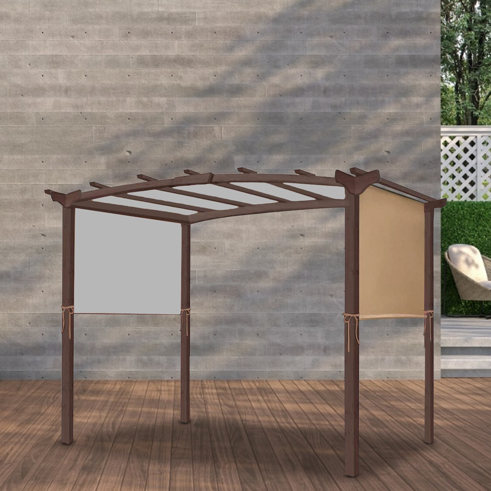 17X6.5 Voeten Universele Luifel Vervanging Cover Gebogen Pergola Structuur Green Outdoor Tuin Luifel Zonnescherm Balkon Pergola
