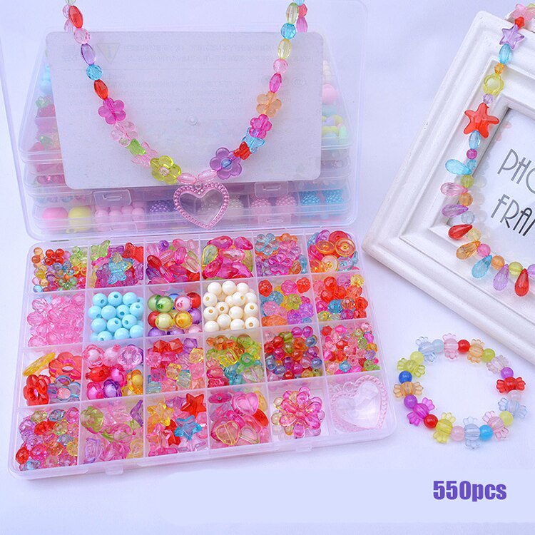 Kids DIY Bead Kit - Acrylic Plastic Spacer Charms - Necklace Bracelet Jewelry Making Toy for Girls 5-13 Years: 24 grid 4