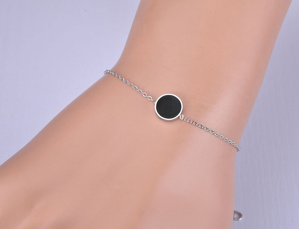 Lokaer White/Black Shell Charm Bracelet Bangle For Women Girls Stainless Steel Link Chain Bohemia Beach Jewelry B19022