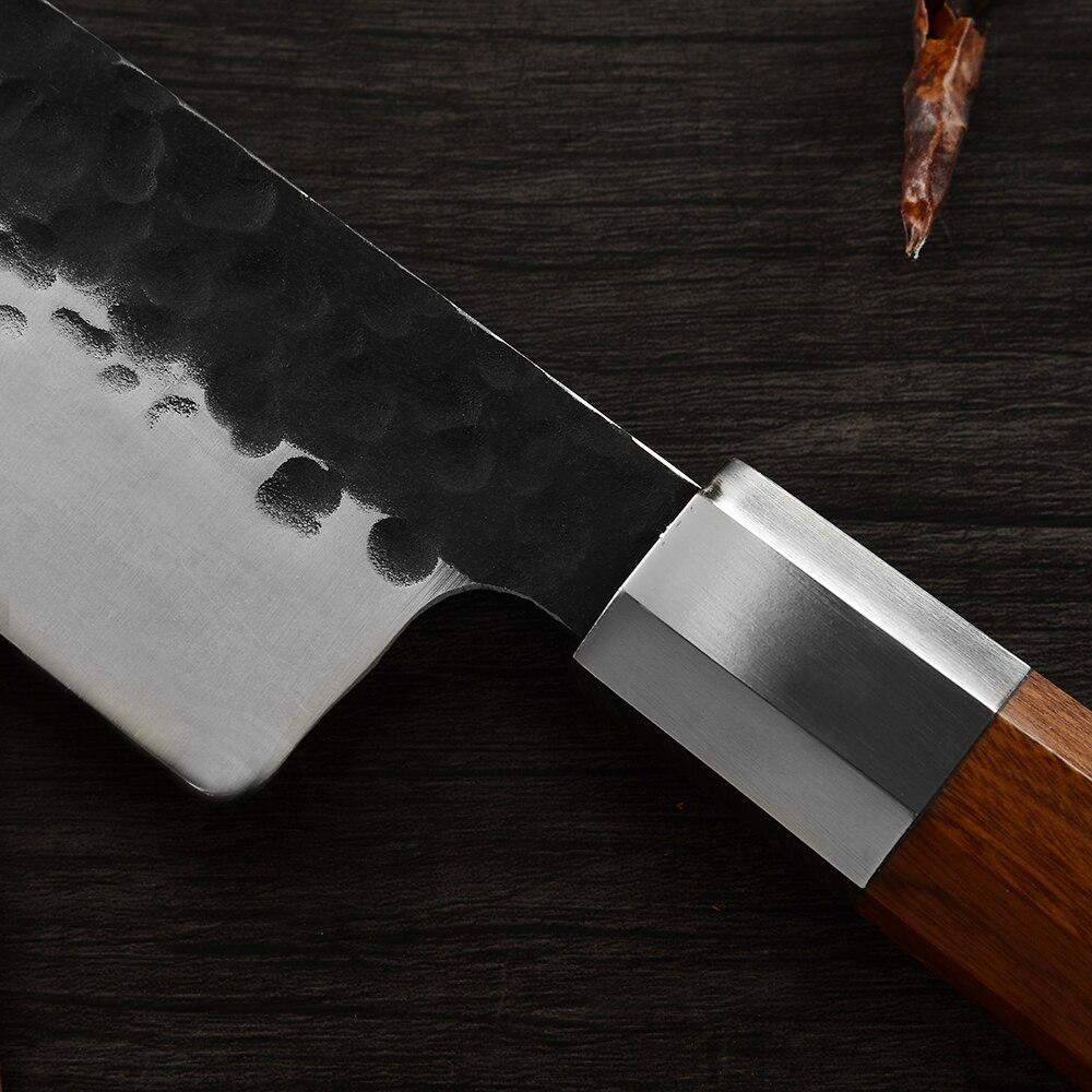 Damask håndlavet rustfrit stål koksknive højkulstofstål smedet køkkenkniv super skarpt blad træhåndtag 8 tommer skiver