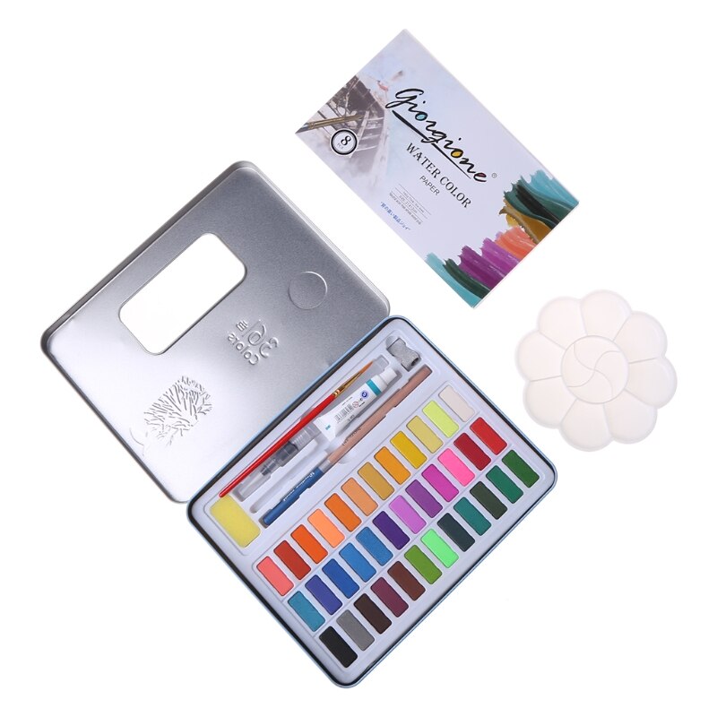 H05B Effen Aquarel Verf Set 36 Kleuren Art Set Met Water Borstel Pen Aquarel Pigment