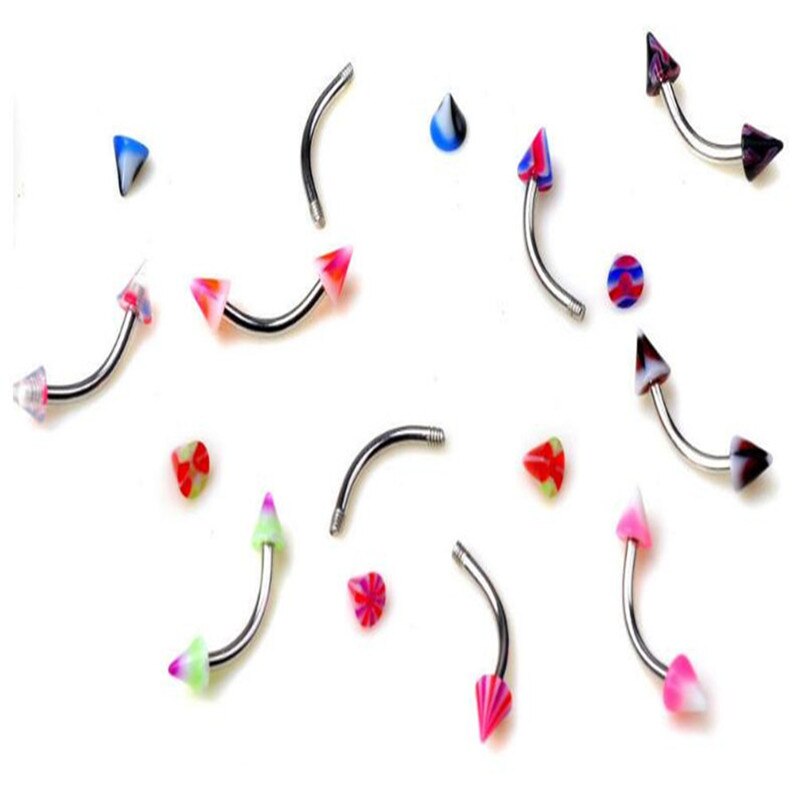 30pcs Mix Style Eyebrow Ring Piercing Rings Stainless Steel Mixed Candy Colors Helix Men Women Body Jewelry