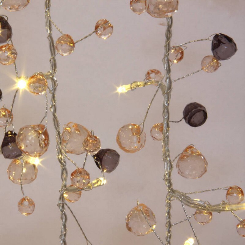 1m 10 lysdioder fe kaffe krystal perle batteridrevne lyskæder led dekoration til julekrans på vinduet år: Brun