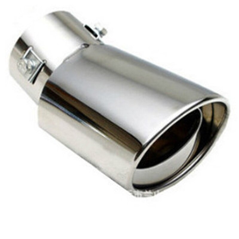 Silenciador de tubo de escape de acero inoxidable cromado, punta redonda Universal para coche